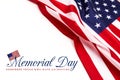Text Memorial Day on American flag background Royalty Free Stock Photo