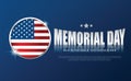 Text Memorial Day on American flag on white background. Vector illustrator Royalty Free Stock Photo