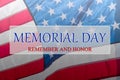 Text Memorial Day and Honor on flowing American flag background Royalty Free Stock Photo