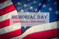 Text Memorial Day and Honor on flowing American flag background Royalty Free Stock Photo