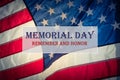 Text Memorial Day and Honor on flowing American flag background Royalty Free Stock Photo