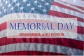 Text Memorial Day and Honor on flowing American flag background Royalty Free Stock Photo