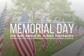 Text Memorial Day remember and honor on row of lawn American Fla Royalty Free Stock Photo