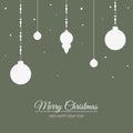 text merry christmas and happy new year christmas balls on strings Royalty Free Stock Photo