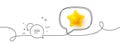 Text message line icon. Chat comment sign. Speech bubble. Continuous line with 3d star. Vector Royalty Free Stock Photo