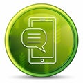 Text message phone icon spring bright natural green round button illustration Royalty Free Stock Photo