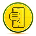 Text message phone icon lemon lime yellow round button illustration Royalty Free Stock Photo
