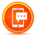 Text message phone icon natural orange round button Royalty Free Stock Photo