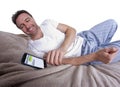 Text Messages in Bed Royalty Free Stock Photo