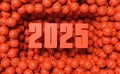 text 2025 in the middle of lots of basketball balls - new year card Royalty Free Stock Photo