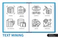Text mining infographics linear icons collection