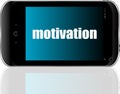 Text motivation. Business concept . Detailed modern smartphone