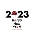 2023 text Mushroom made of paw prints creative cat dog lovers merry christmas happy new year greeting card