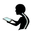 Text Neck Syndrome. Spinal curvature, kyphosis, lordosis of the neck, scoliosis, arthrosis. Improper posture and stoop