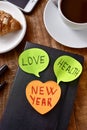 Text new year and words love and health