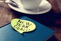 Text new years goals in a notepad