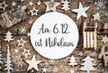 Text Nikolaus 6.12., Means Happy Nikolaus, Wood, Natural Christmas Decor