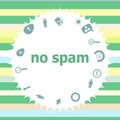 Text No spam. Security concept . Infographics icon set. Icons of maths, graphs, mail and so on