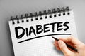 Text note - Diabetes, health concept on notepad