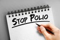 Text note - Stop Polio, health concept