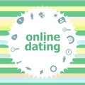 Text Online dating. Events concept . Infographics icon set. Icons of maths, graphs, mail and so on