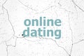 Text Online dating. Events concept . Painted blue word on white vintage old background