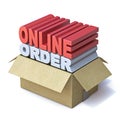 Text ONLINE ORDER in cardboard box 3D