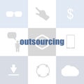 Text Outsourcing. Business concept . Infographic of technology or education process