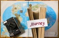 Text on paper to travel