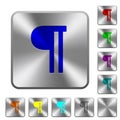 Text paragraph rounded square steel buttons