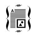 Text paragraph with layout and image. Openwork retro design. Document detailed simple style logo icon vector illustration isolated