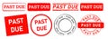 text past due red color rectangle and circle stamp sign for reminder overdue expired announcement Royalty Free Stock Photo