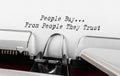 Text People Buy From People They Trust typed on retro typewriter Royalty Free Stock Photo