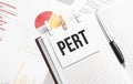 text pert on stickers on the diary with office tools Royalty Free Stock Photo