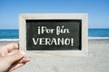 Text por fin verano, finally summer in spanish Royalty Free Stock Photo