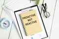 Text Proactive not reactive on white paper