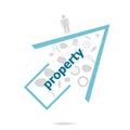 Text Property. Protection concept . Data protection and secure elements inforgaphic set
