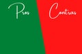 Text Pros and cons written in Spanish on a green and red background. Simple concept for comparison between advantages and