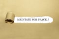 Meditate for peace