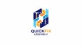 The text reads QUICKFIX ASSEMBLY with QUICK in navy blue and FIX in Royalty Free Stock Photo