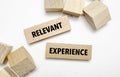 Text RELEVANT EXPERIENCE on wooden blocks. concept business succeed Royalty Free Stock Photo