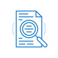 Text research vector line icon. Analysis of information and careful examination of document errors Royalty Free Stock Photo