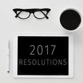 Text 2017 resolutions in a tablet