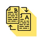 Text rewriting flat line icon. Translation, illustration of article spellchecking Royalty Free Stock Photo