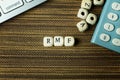 Text RMF on wooden cube for business content