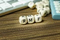 Text RMF on wooden cube for business content