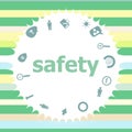 Text Safety. Security concept . Infographics icon set. Icons of maths, graphs, mail and so on Royalty Free Stock Photo