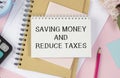 Text SAVING MONEY AND REDUCE TAXES