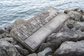 Text sculpture along Wellington waterfront, north island of New Zealand