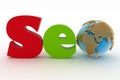 Text 'SEO', with globe instead of letter o Royalty Free Stock Photo